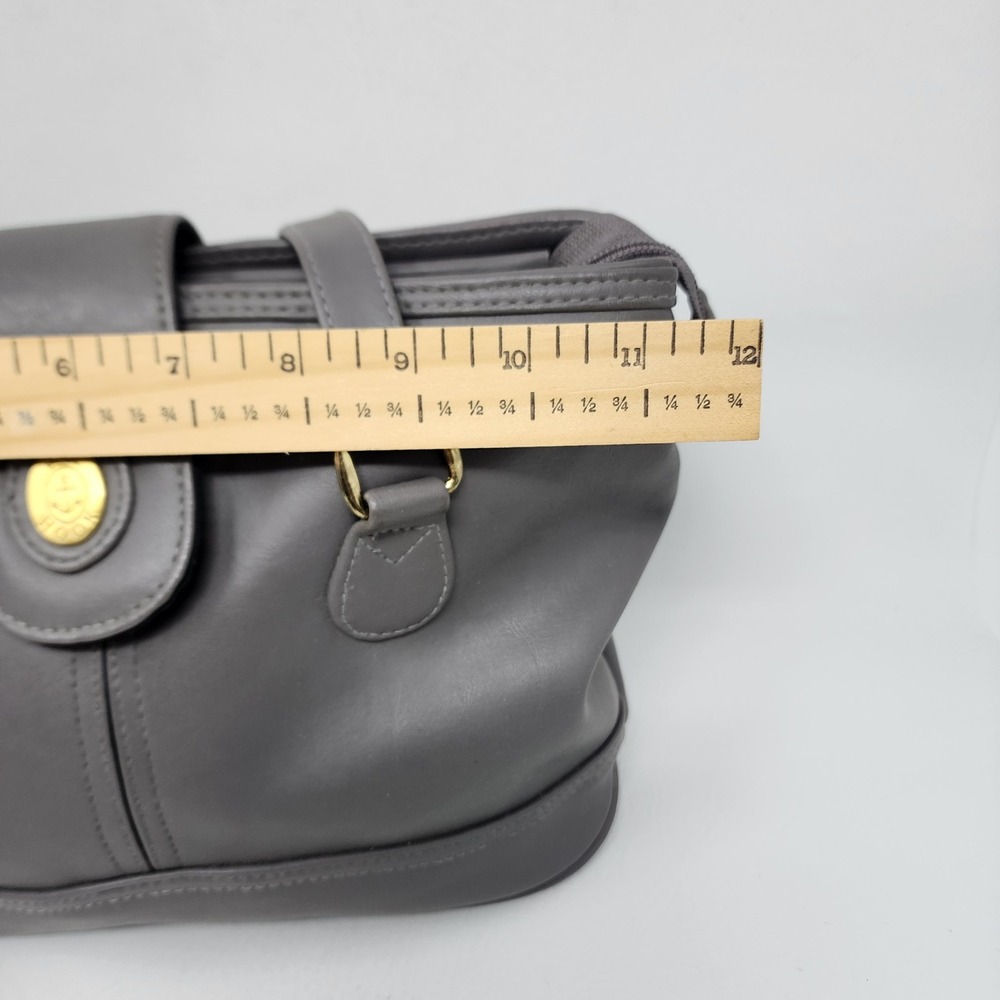 Vtg JG Hook Grey Faux Leather Shoulder Bag w Matching Pouch Key Ring Neutral - Picture 8 of 16